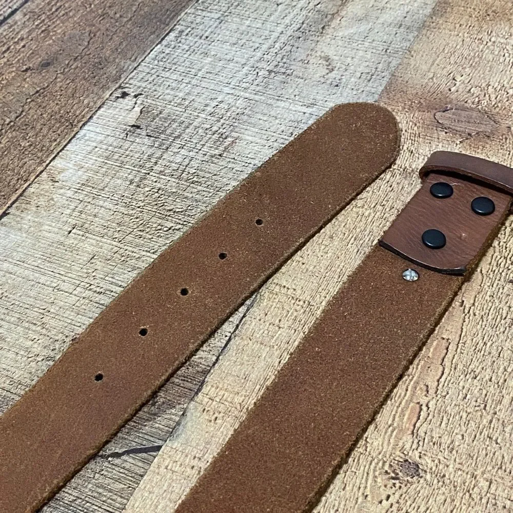 Larry Mahan Mens Brown Leather Belt No Buckle Size 36 USA